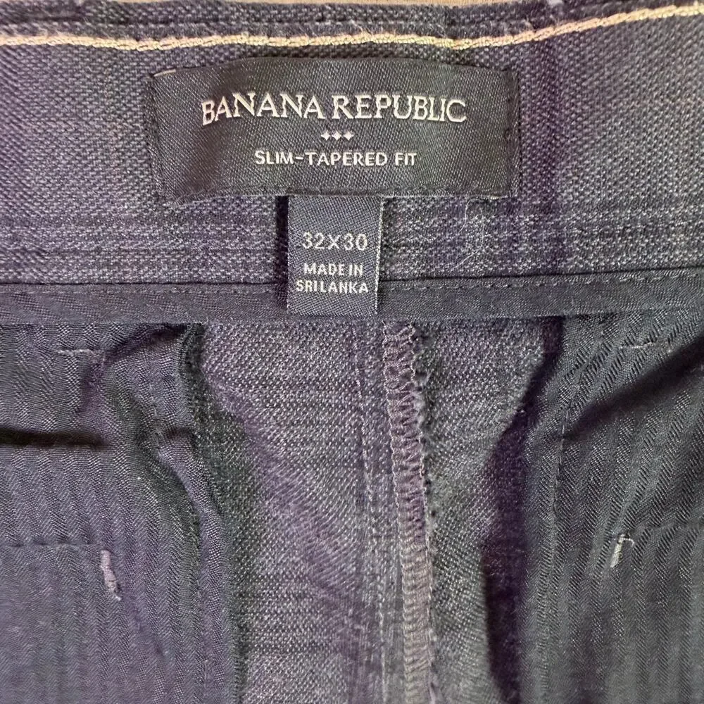Banana Republic Slim Tapered Gray Plaid Pants Mens 32x30 Preppy Grunge Gothic